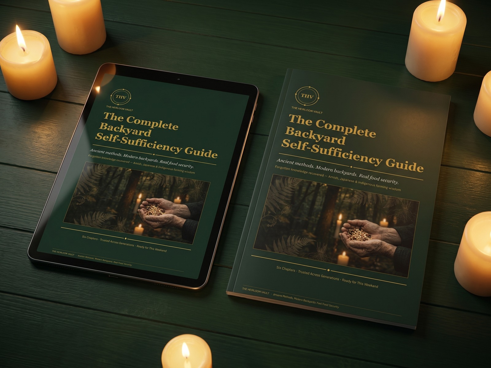The Heirloom Vault guide on a tablet and in print